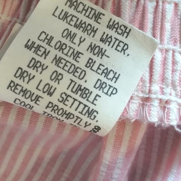 Vintage Pink Seersucker Pinstripe Elastic Waist Buttoned Pocketed Midi Skirt 14 - Picture 8 of 9